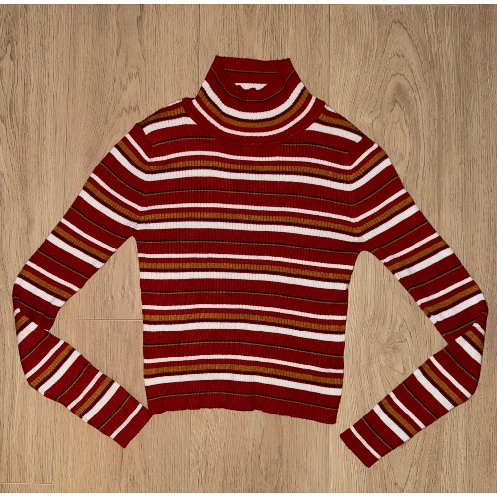 Pink‎ Republic Striped Ribbed Turtleneck Top